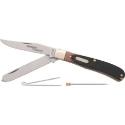 Schrade 96OT Bearhead Trapper Folding Pocket Knife With Sawcut Delrin Handle