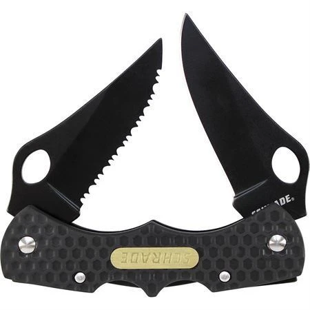 Schrade 005DLB Double Clip Black Finish Blade Lockback Folding Pocket Knife With Black Plastic Handle 4 Schrade 005DLB Double Clip Black Finish Blade Lockback Folding Pocket Knife With Black Plastic Handle - Image 2