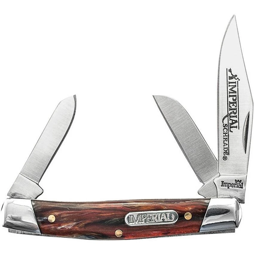 Imperial Schrade 15S Medium Stockman Folding Pocket Knife With Amber Swirl Celluloid Handle 3 Imperial Schrade 15S Medium Stockman Folding Pocket Knife With Amber Swirl Celluloid Handle